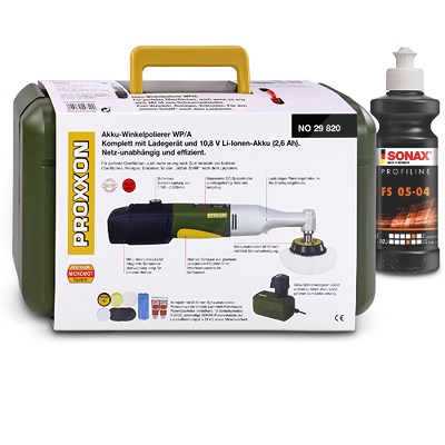 Proxxon Akku-Winkelpolierer - Ø 50 mm + 250 ml SONAX PROFILINE FS 05-04 Proxxon Akku-Winkelpolierer - Ø 50 mm + 250 ml SONAX PROFILINE FS 05-04 von Proxxon
