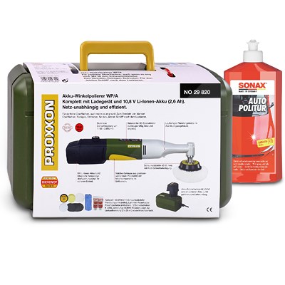 Proxxon Akku-Winkelpolierer - Ø 50 mm + 500 ml SONAX AutoPolitur Proxxon Akku-Winkelpolierer - Ø 50 mm + 500 ml SONAX AutoPolitur von Proxxon