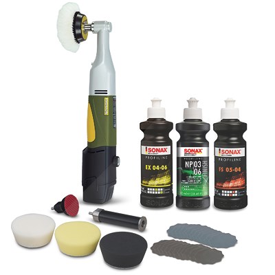 Proxxon Akku-Winkelpolierer + ProfiSet + SONAX NP 03-06/FS 05-04/EX 04-06 Proxxon Akku-Winkelpolierer + ProfiSet + SONAX NP 03-06/FS 05-04/EX 04-06 von Proxxon