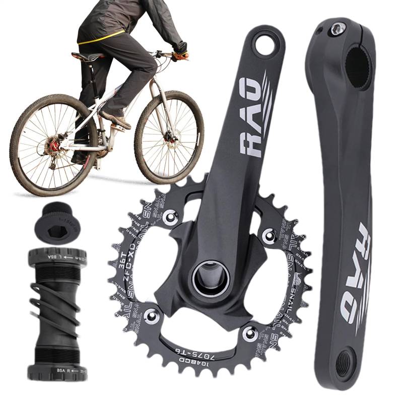 Proypiax Fahrradkurbel - Hohl integrierte 170mm Fahrradkurbel aus Aluminiumlegierung mit schmalem und breitem Kettenblatt - Leichtes Aluminiumlegierung Tretlagerzahnkranz für Mountainbiking und von Proypiax
