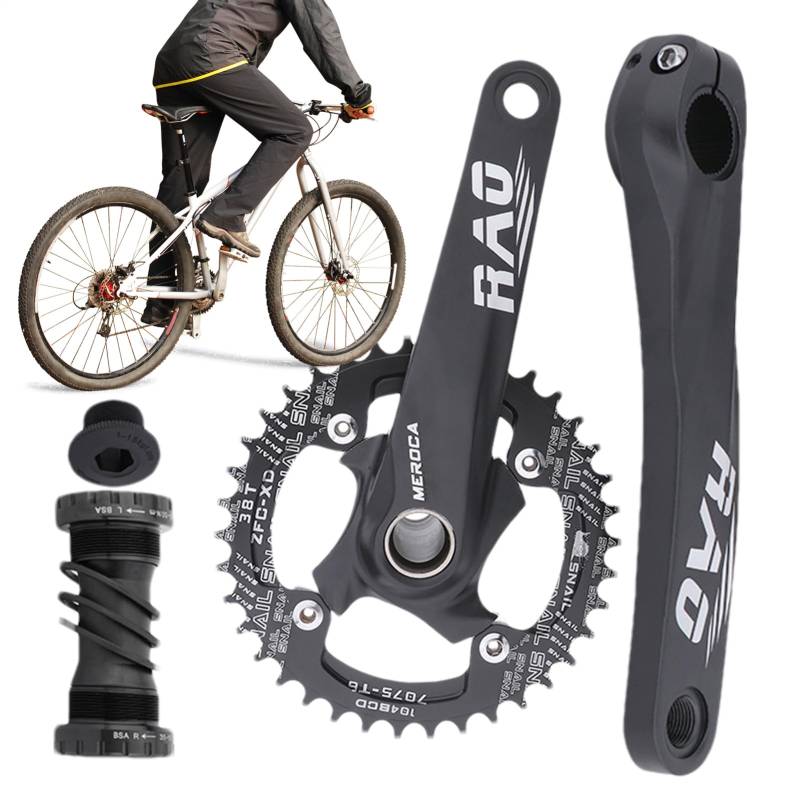 Proypiax Mountainbike Kurbelsatz,Hohl integrierte 170mm Fahrradkurbel aus Aluminiumlegierung mit schmalem und breitem Kettenblatt - Leichtes Aluminiumlegierung Tretlagerzahnkranz für Mountainbiking von Proypiax