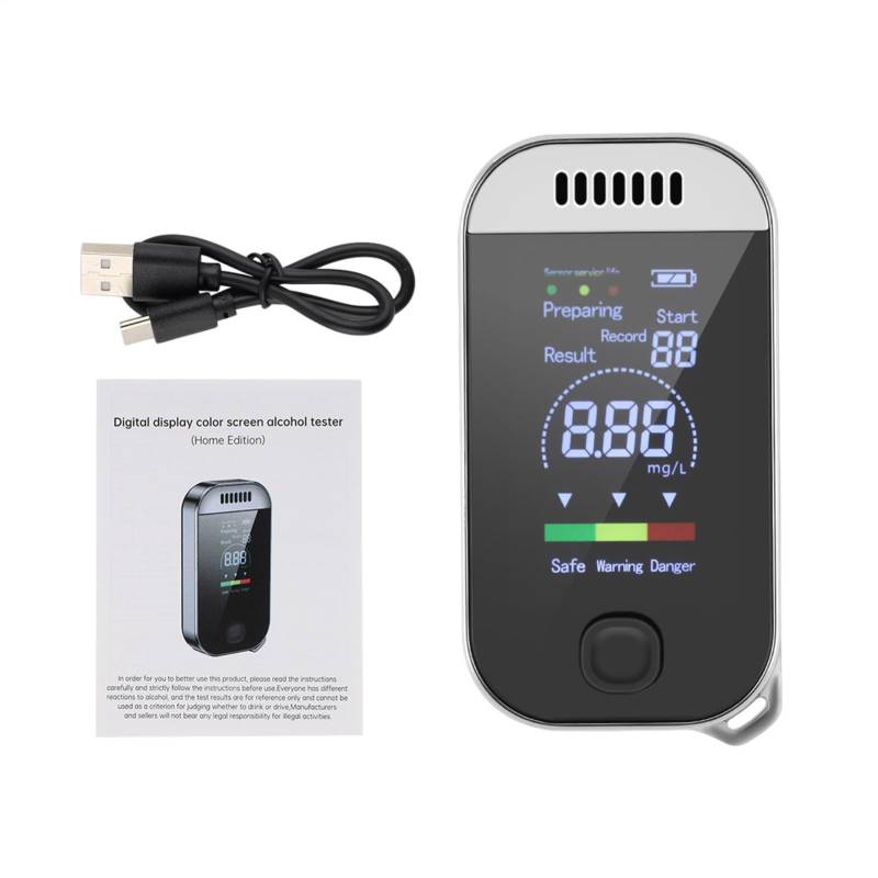 Alkoholtester, Alkoholtester mit digitaler Anzeige, Alkoholerkennung, tragbar, ohne Atemanalysator, professionelle Qualität von Pruojhw