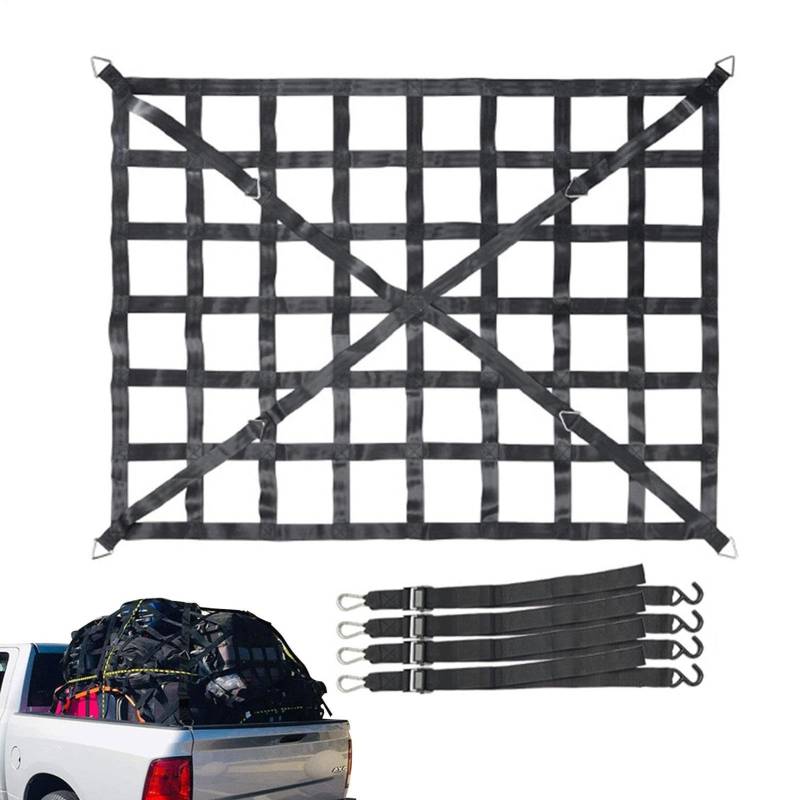 Pruojhw Laderetz für Anhänger | Elastisches Ladungsnetz 4 x 4 Zoll für LKW-Bett | Kleines elastisches Netz robust dehnbar bis 30,5 x 45,7 cm passend für Betten mit einer Größe von von Pruojhw