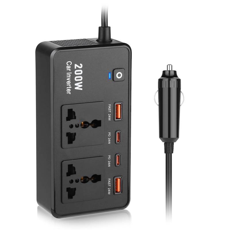 Psdndeww Hocheffizienz 200W Wechselrichter DC12V Auf AC220V Mit Schnellem Gebühren USB C Für Die Ladung Von Elektronikgeräten von Psdndeww
