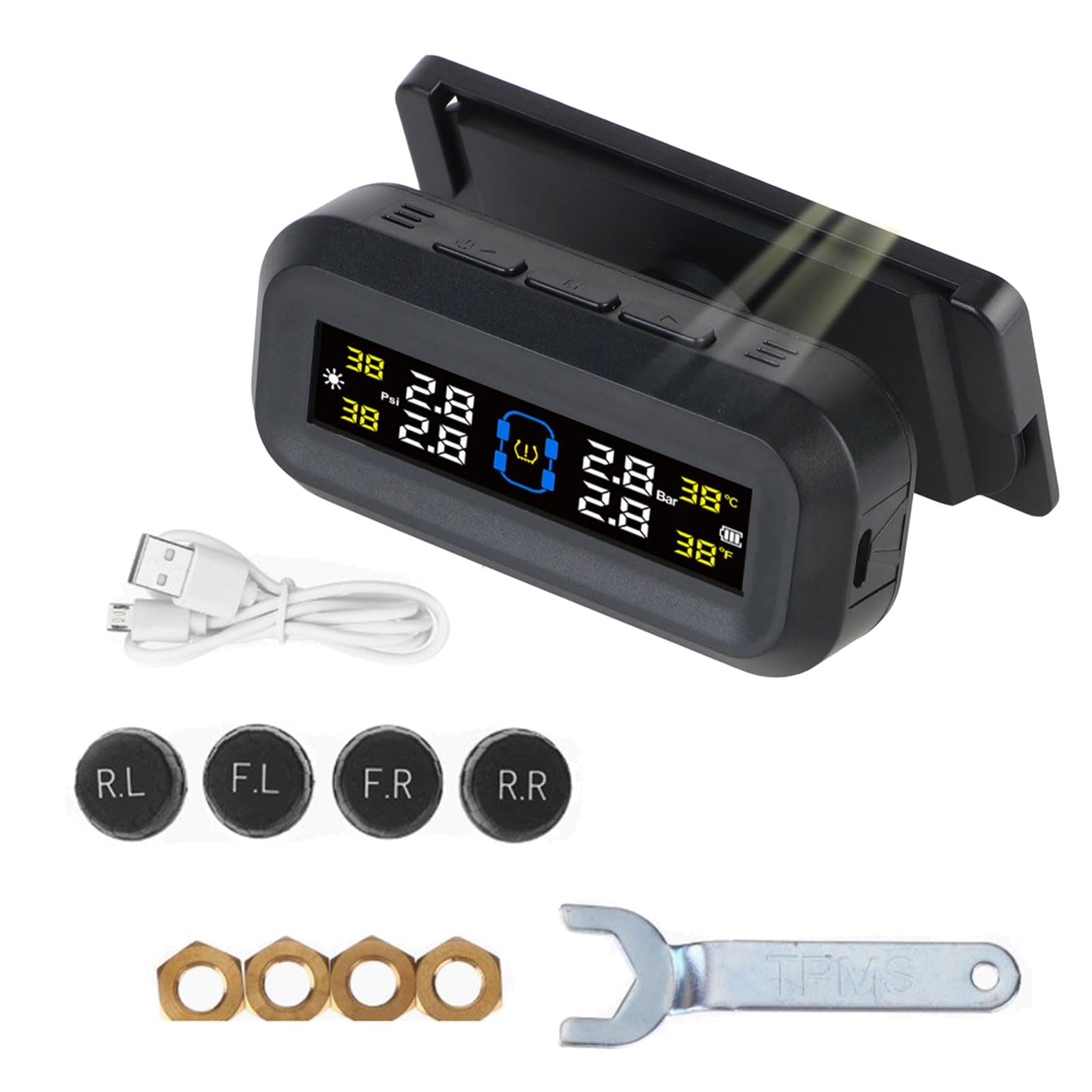 Psdndeww TPMS Solar USB Angetriebener Reifendrucküberwachungssysteme Mit 4 Externen Radreifensensoren Für Den Auto SUV Psdndeww TPMS Solar USB Angetriebener Reifendrucküberwachungssysteme Mit 4 Externen Radreifensensoren Für Den Auto SUV von Psdndeww