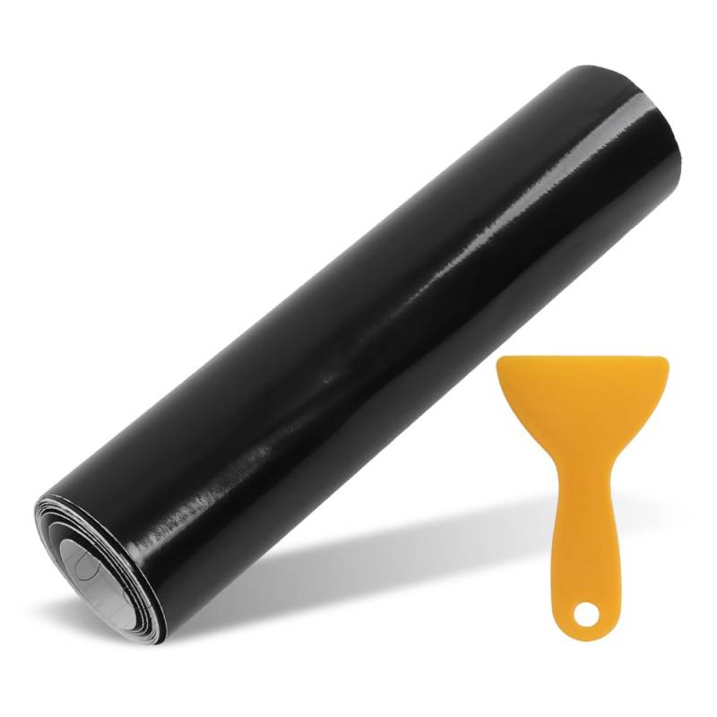 Psytfei Auto Folie Glanz Schwarz Selbstklebende Schutzfolie PVC DIY Blasenfrei Auto Schutzfolie Dekorative Blendstreifen Frontscheibe mit Abe Universel für Auto 140x20cm von Psytfei