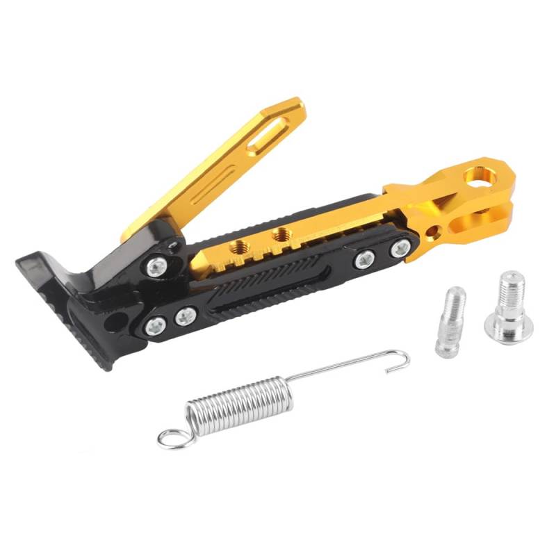 Seitenständer Roller Universal Motorrad Einstellbarer Ständer Aluminium Alloy Verstellbarer Fußseitenständer Motorrad Abstellstütze Fußstütze für Scooter Roller Electric Dit Pit Bike(Gold) von Psytfei
