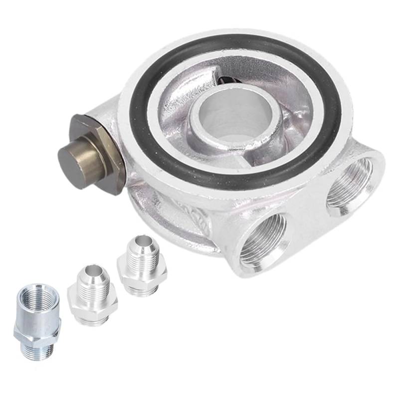Ölkühler M18 x 1,5 mm Aluminium Autoölkühler Filter Sandwichplatte Thermostat Adapter 3/4 Zoll 16 UNF AN10 Ölkühler Kit Universal für Auto von Psytfei