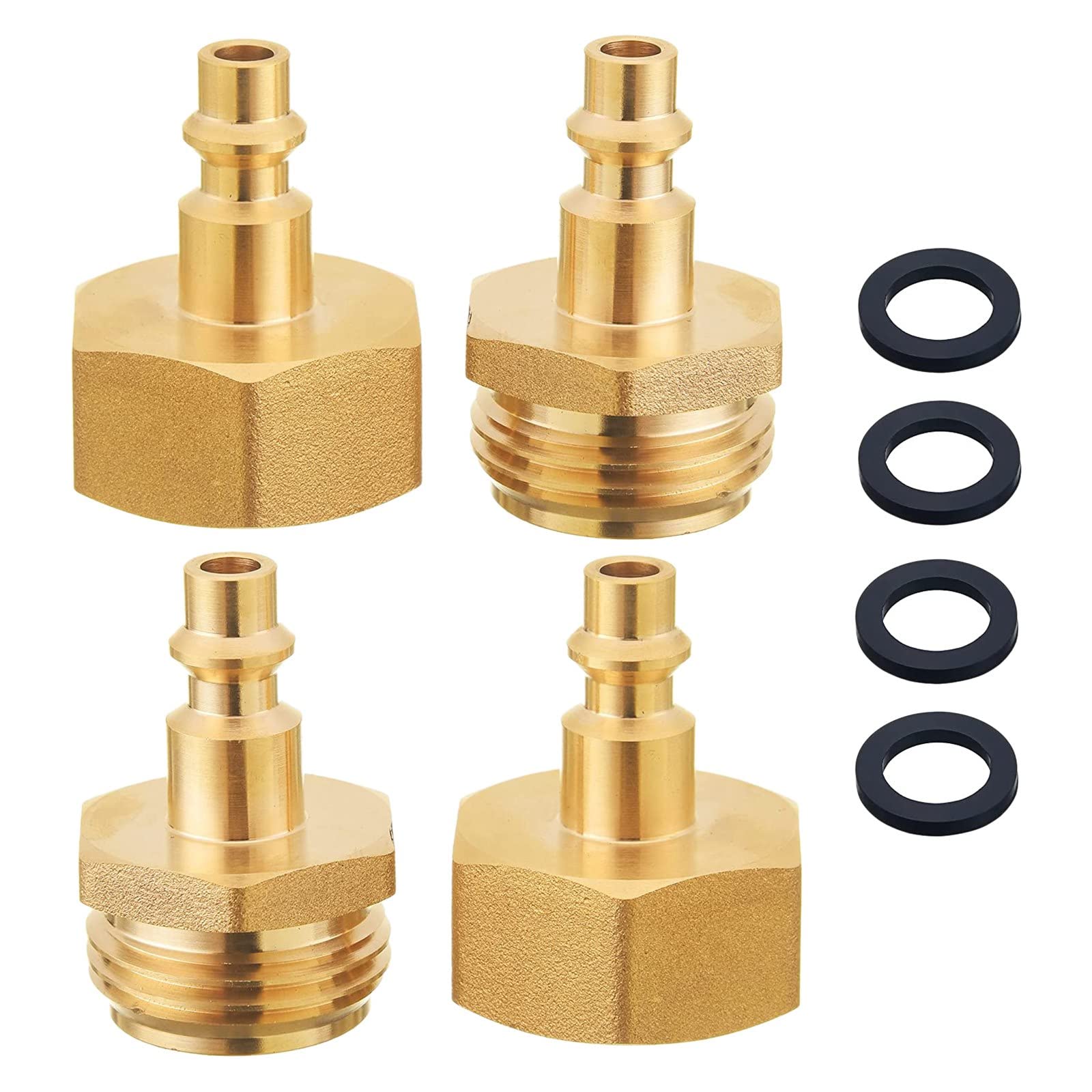 Ptdfjspt 4 StüCk RV Blowout Adapter Luft Kompressor 1/4 Schnell Anschluss Stecker auf GHT 3/4 Garten Wasserhahn für Boot, Wohnmobil Ptdfjspt 4 StüCk RV Blowout Adapter Luft Kompressor 1/4 Schnell Anschluss Stecker auf GHT 3/4 Garten Wasserhahn für Boot, Wohnmobil von Ptdfjspt