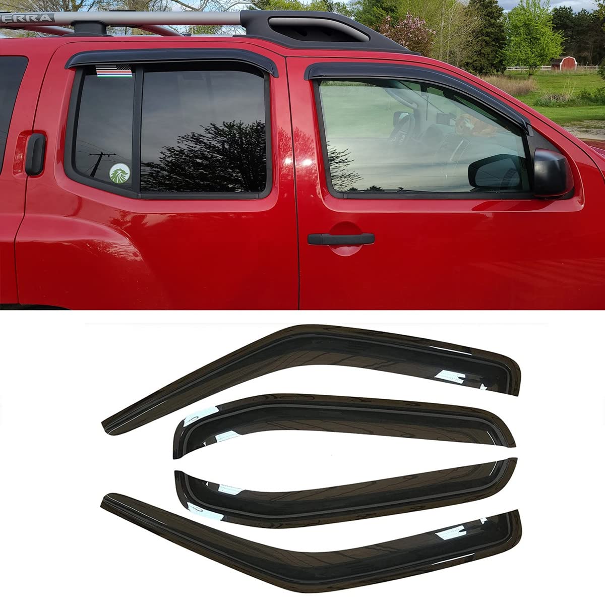 Puermto Original Seitenfenster-Windabweiser, 4 Stück, Außenkanal-Klebeband, Sonnenschutz, Regenschutz, schön aussehendes Visier, passend für 2000–2004 Nissan Xterra alle Modelle 94719 Puermto Original Seitenfenster-Windabweiser, 4 Stück, Außenkanal-Klebeband, Sonnenschutz, Regenschutz, schön aussehendes Visier, passend für 2000–2004 Nissan Xterra alle Modelle 94719 von Puermto