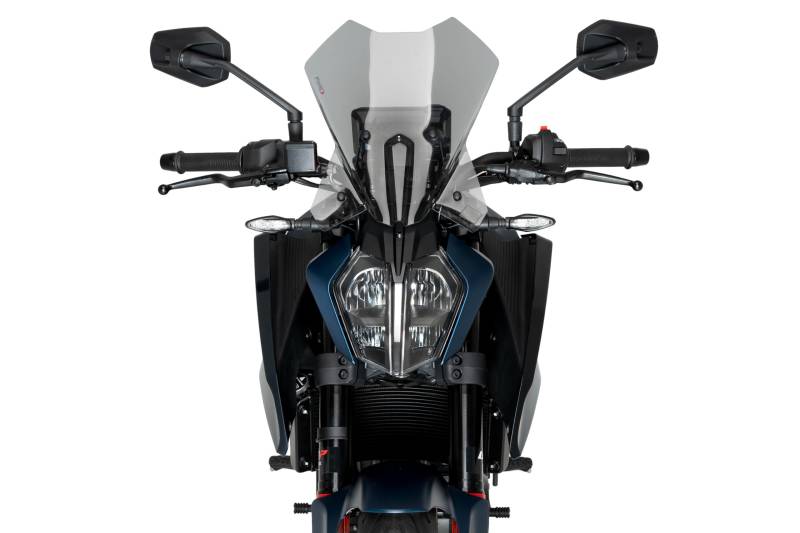 Puig 21998H New Generation Touring Verkleidungsscheibe – Aerodynamischer Schutz und Sportliches Design für KTM 125 DUKE und KTM 390 DUKE 2024-2025, Getönt von Puig