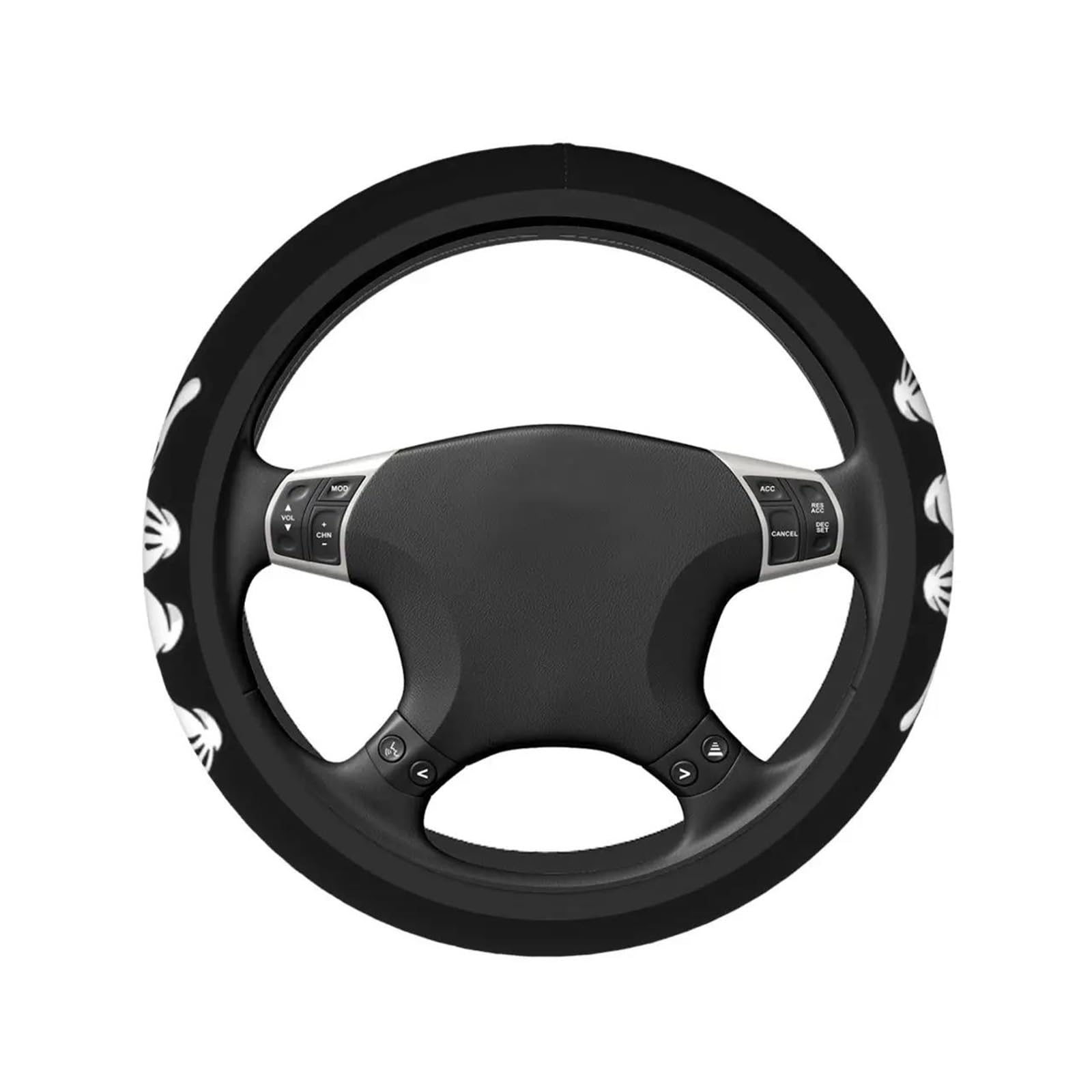 Punxdda Auto Lenkradbezug 37-38, Mickey-Mouse-Universalgeflecht, Schwarz, Leder, Lenkradabdeckung Punxdda Auto Lenkradbezug 37-38, Mickey-Mouse-Universalgeflecht, Schwarz, Leder, Lenkradabdeckung von Punxdda
