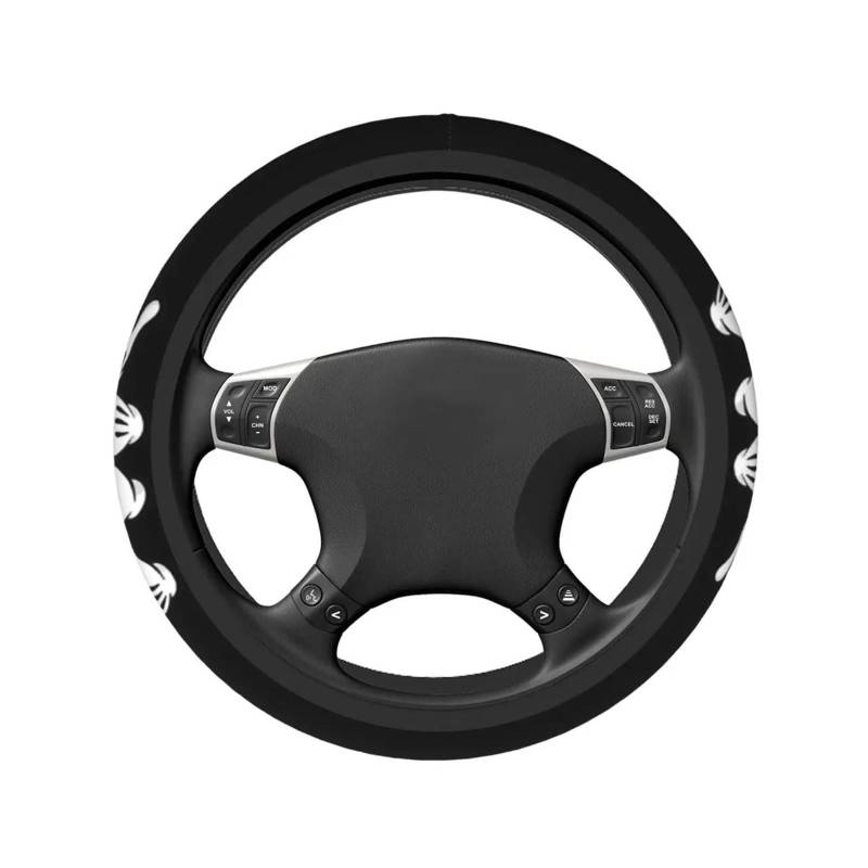 Punxdda Auto Lenkradbezug 37-38, Mickey-Mouse-Universalgeflecht, Schwarz, Leder, Lenkradabdeckung von Punxdda