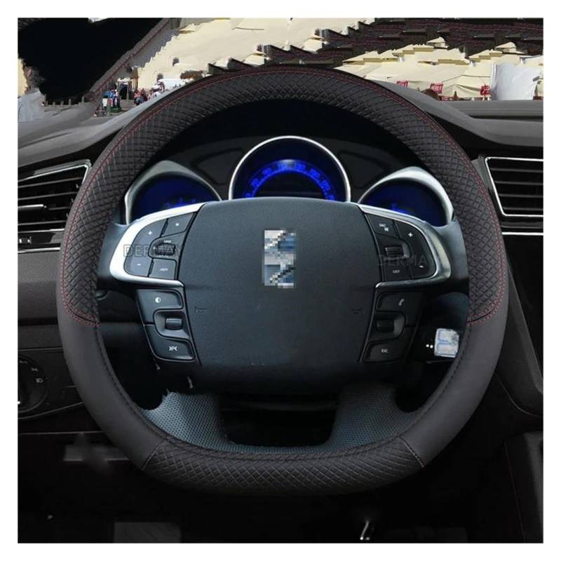 Punxdda Auto Lenkradbezug Für Citroen DS4 DS 4 I II 2010~2022, PU Leder Nicht-Slip Lenkrad Abdeckung, Rutschfest, Komfortabel, 9 Farben, A von Punxdda