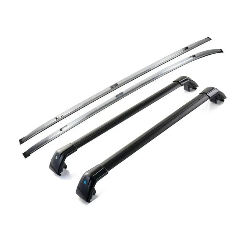 Dachgepäckträger Für Acura Für RDX 2019–2024 4-teiliges Dachreling-Set + Querstangen-Gepäckträger-Set (Silber RR + Schwarz CB) Dachgepäckträger Querträge von Punxdda