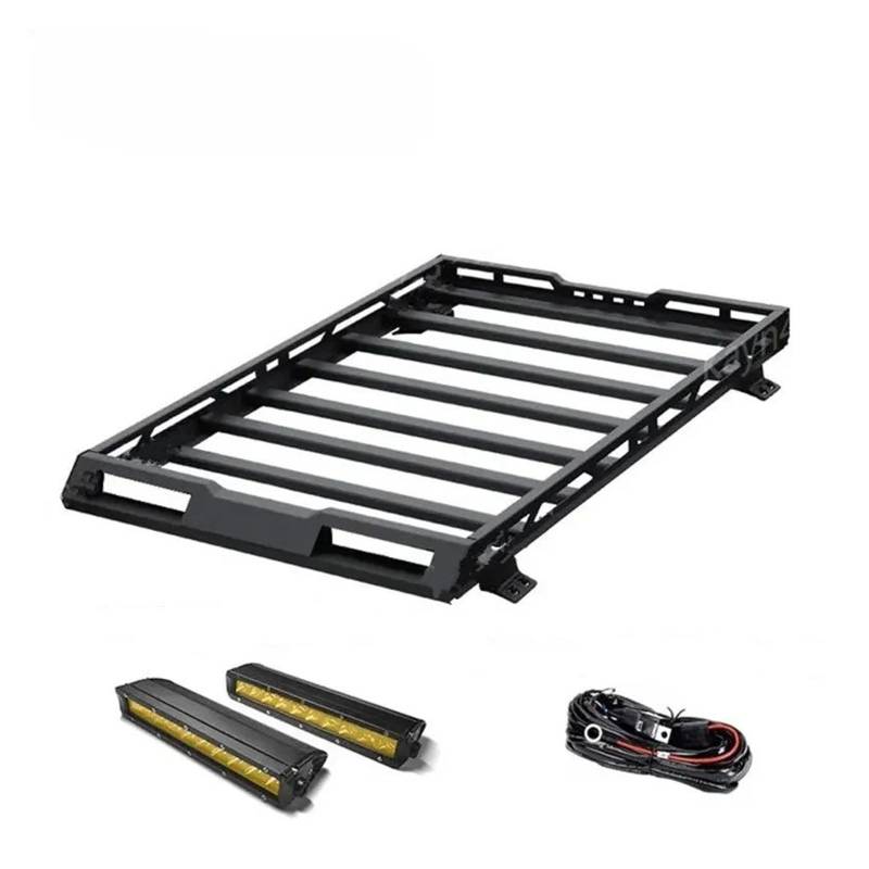 Dachgepäckträger Für Suzuki Für Jimny Für JB64 Für JB74 2019+ Off Road 4x4 Auto Aluminium Dach Rack Box Gepäck Rack Dachgepäckträger Querträge(Roof Rack Yellow LED) von Punxdda
