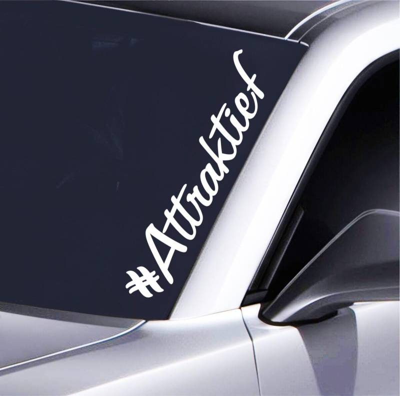 Attraktief Auto Aufkleber - Lustiger Schriftzug fürs Tieferlegen - 55x10 cm Tuning Sticker - Für Frontscheibe & Karosserie - Witziges Design für Autofans, Weiß von Pure Print Cut