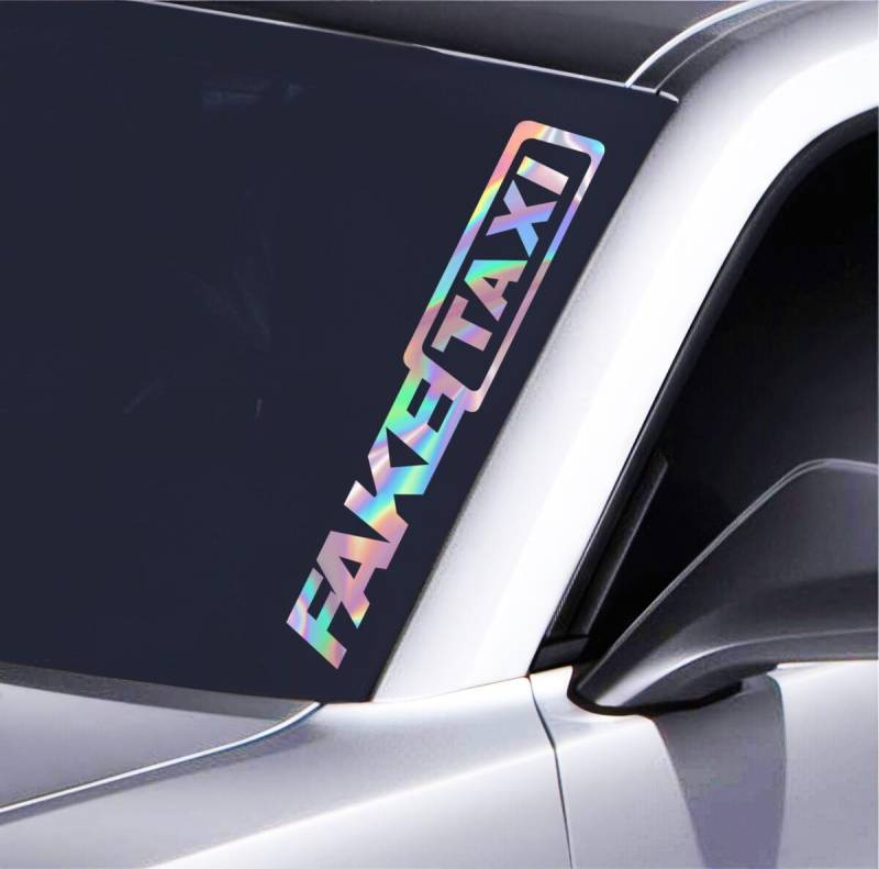 FakeTaxi Autoaufkleber ? 55x8,5 cm Frontscheiben-Sticker ? Tuning Deko fürs Auto ? Lustiger Schriftzug für Casting Car ? Witterungsbeständig & einfach anzubringen, Hologramm von Pure Print Cut