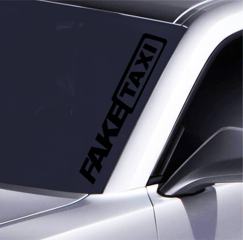 FakeTaxi Autoaufkleber ? 55x8,5 cm Frontscheiben-Sticker ? Tuning Deko fürs Auto ? Lustiger Schriftzug für Casting Car ? Witterungsbeständig & einfach anzubringen, Schwarz von Pure Print Cut