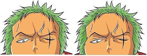 Pure Print Cut Anime Peeker Aufkleber - 2 Stück 9x7 cm - Schwertkämpfer Design - Perfekt für Zorro Fans Pure Print Cut Anime Peeker Aufkleber - 2 Stück 9x7 cm - Schwertkämpfer Design - Perfekt für Zorro Fans von Pure Print Cut
