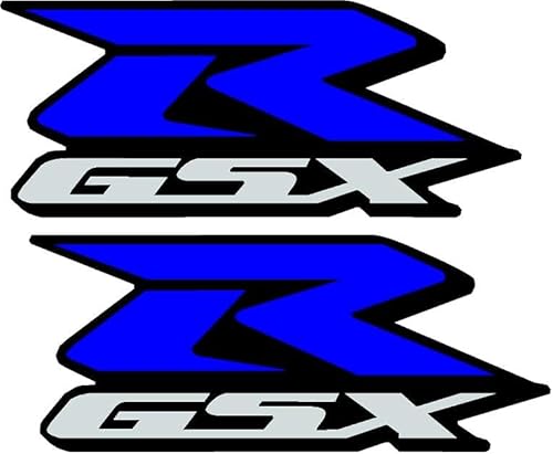 Pure Print Cut GSXR Suzuki Aufkleber Set – Wetterfest & Hochwertig – 12x5 cm – Für Motorrad & Helm – Farben Rot Weiß Blau Gelb Grün – 2 Stück (Blau) von Pure Print Cut