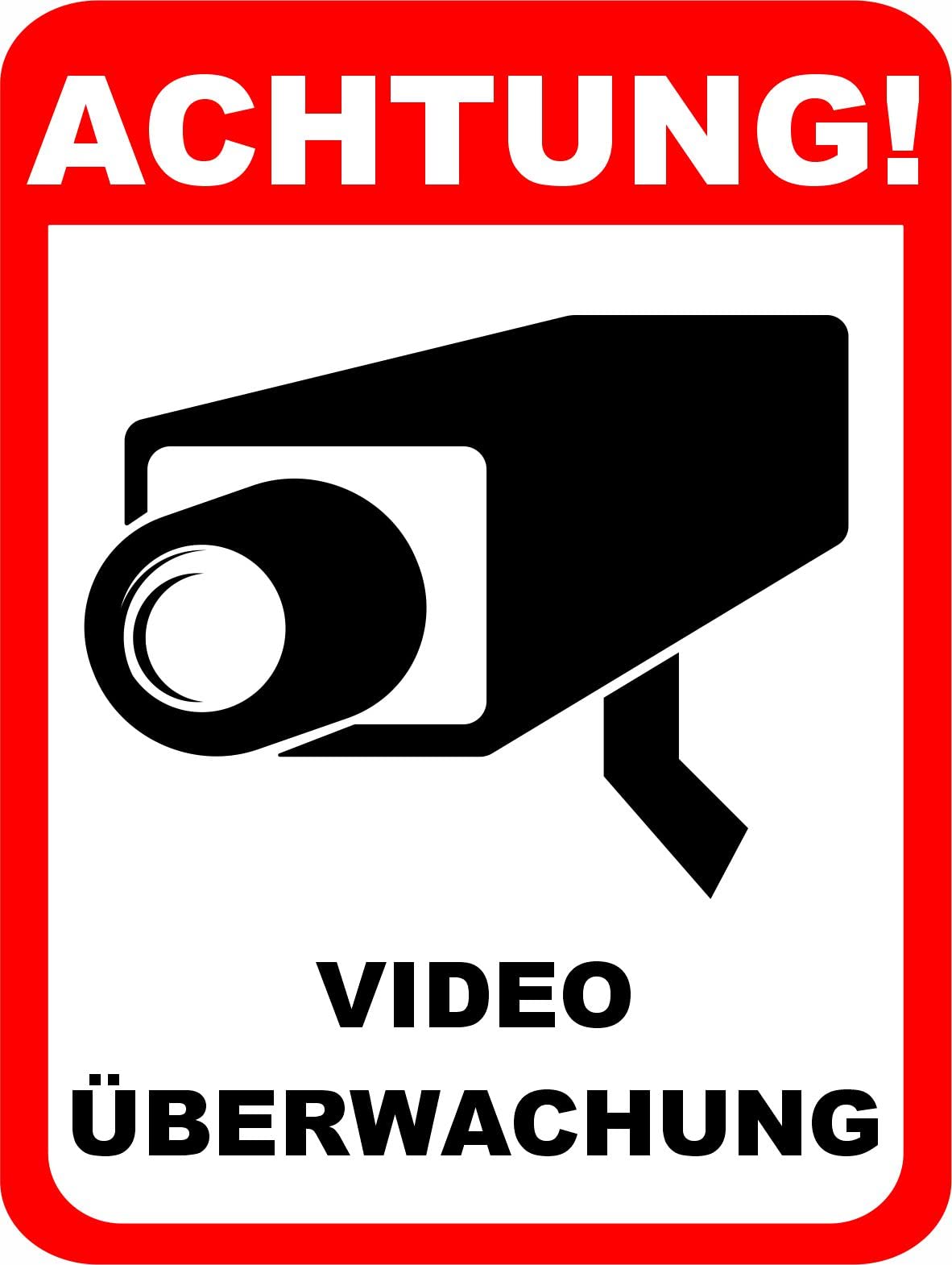 Achtung Videoüberwachung Aufkleber Set, 3 Stück – 13x10 cm, Wetterfest, Selbstklebende Folie, Kamera Warnhinweis für Innen- & Außenbereich Achtung Videoüberwachung Aufkleber Set, 3 Stück – 13x10 cm, Wetterfest, Selbstklebende Folie, Kamera Warnhinweis für Innen- & Außenbereich von Pure Print Cut