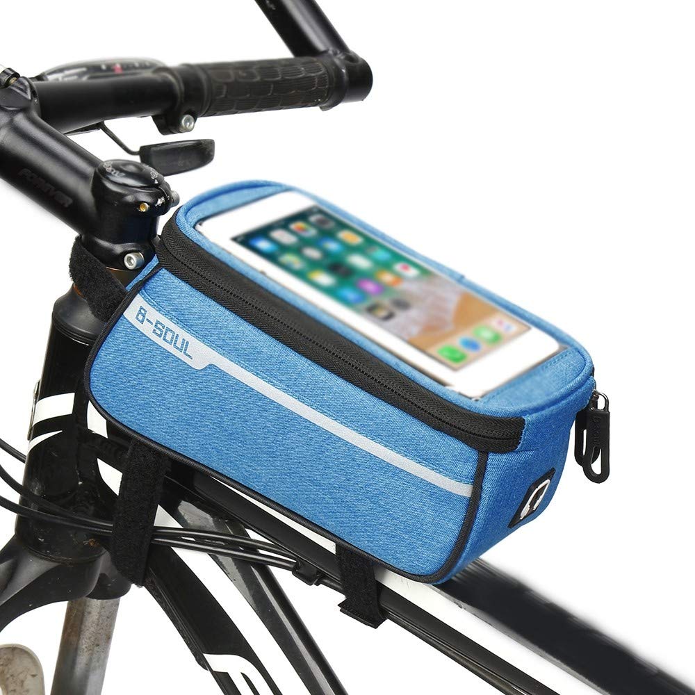 Fahrrad Rahmentasche Wasserdicht, Fahrradtasche Oberrohrtasche mit Sensitive Touchscreen Große Kapazität Handy Tasche Geeignet für 6" Smartphone für Montainbikes von Pvnoocy