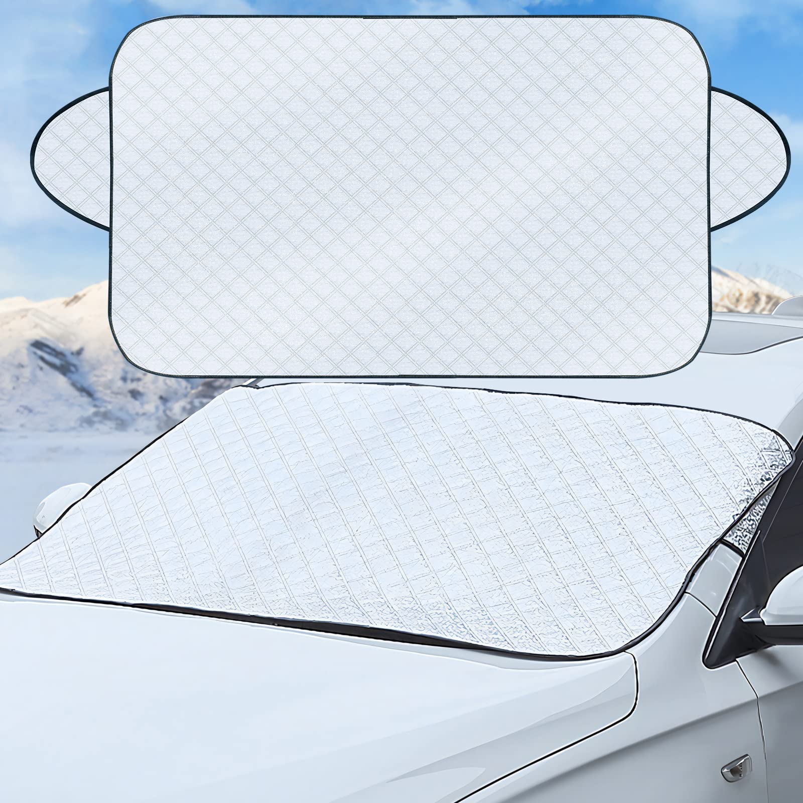 Pwsap Frontscheibenabdeckung, Auto Scheibenabdeckung Windschutzscheibe 4-Schicht PEVA Frostschutz vor Schnee, EIS, Wasser, UV-Frost, geeignet für 4 Jahreszeiten, Größe 57"x 37" Pwsap Frontscheibenabdeckung, Auto Scheibenabdeckung Windschutzscheibe 4-Schicht PEVA Frostschutz vor Schnee, EIS, Wasser, UV-Frost, geeignet für 4 Jahreszeiten, Größe 57"x 37" von Pwsap