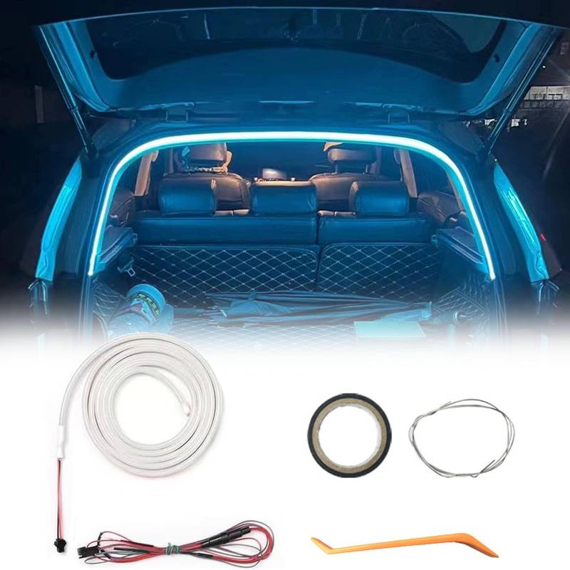Dynamic Flowing Car Trunk Light Strip, Kofferraum LED Streifen, Auto-Kofferraum Lichtstreifen, Ambiente Beleuchtung Für Auto (Always on: Ice Blue,2M) von Pwzoax