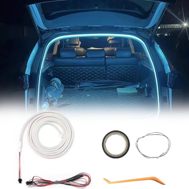 Dynamic Flowing Car Trunk Light Strip, Kofferraum LED Streifen, Auto-Kofferraum Lichtstreifen, Ambiente Beleuchtung Für Auto (Always on: Ice Blue,4M) von Pwzoax