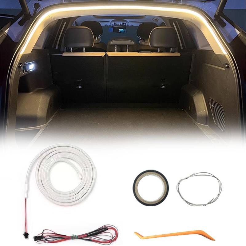 Dynamic Flowing Car Trunk Light Strip, Kofferraum LED Streifen, Auto-Kofferraum Lichtstreifen, Ambiente Beleuchtung Für Auto (Always on: warm Yellow,2M) von Pwzoax
