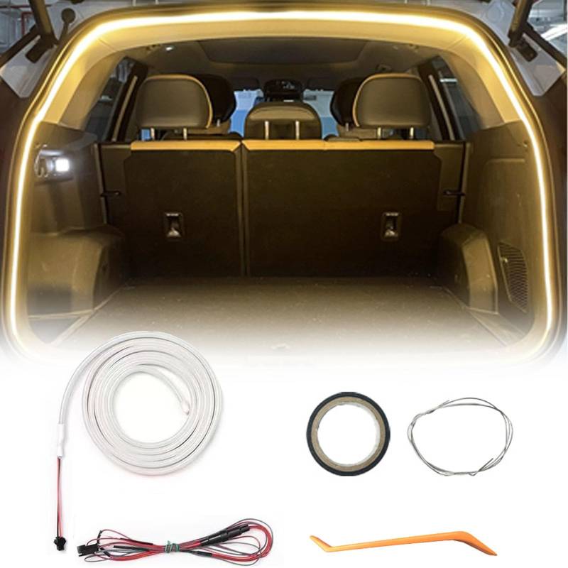 Dynamic Flowing Car Trunk Light Strip, Kofferraum LED Streifen, Auto-Kofferraum Lichtstreifen, Ambiente Beleuchtung Für Auto (Always on: warm Yellow,4M) von Pwzoax