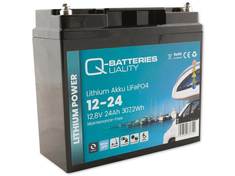 Q-Batteries Lithium Akku 12-24 12,8V 24Ah 307,2Wh LiFePO4 Batterie von Q-Batteries
