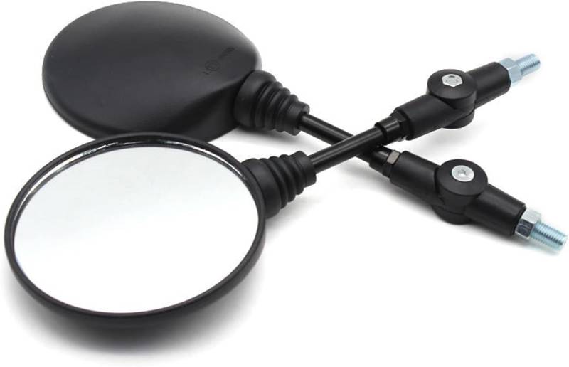 Foldable Motorcycle Rearview Mirror 2pcs Round 10MM Scooter E- Bike Rear View Mirrors Back Side Convex Mirror (Color : Black) von Huianpen