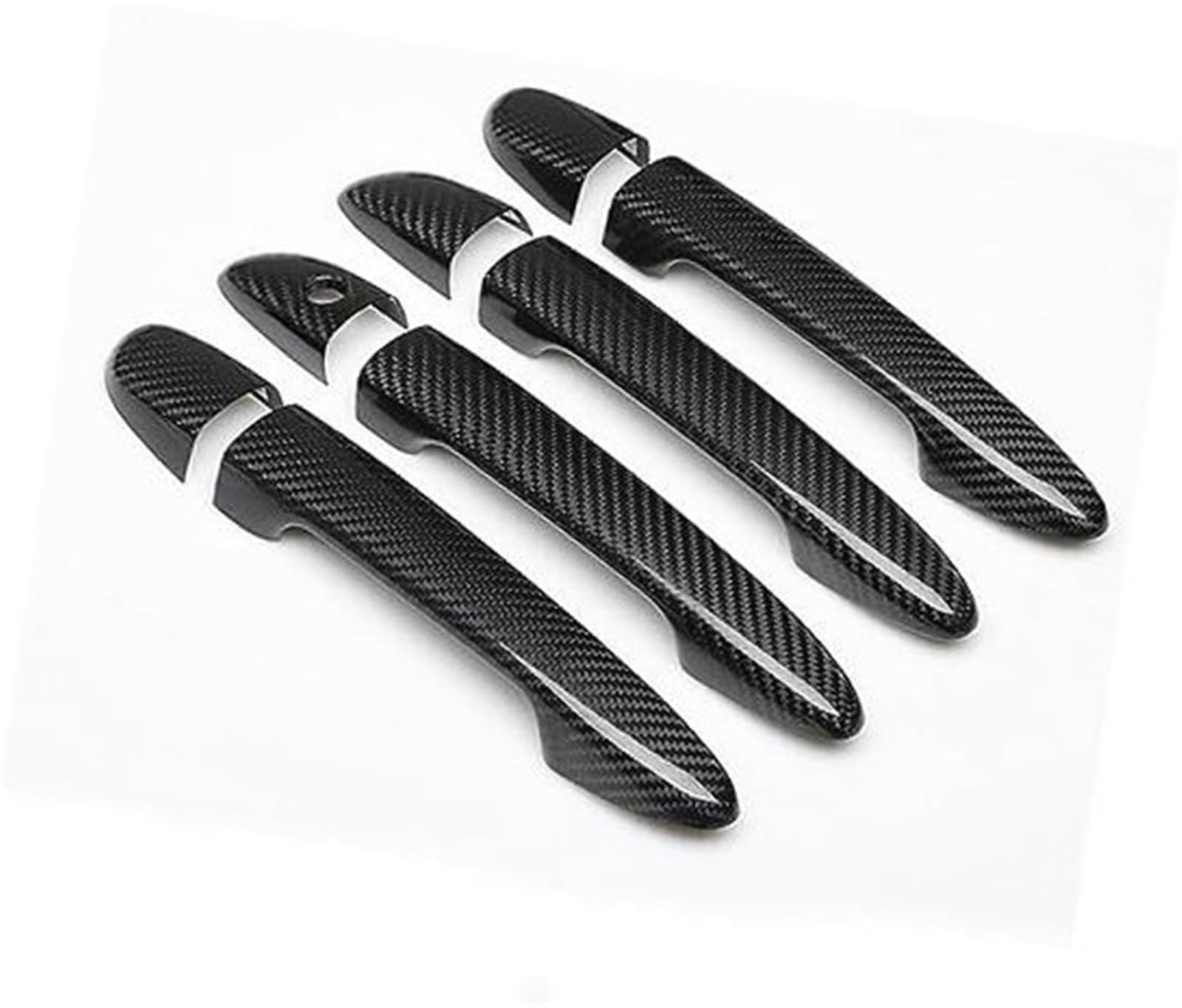 QASULER, for Mazda, 2 2008-2019, for Mazda, 3 2010-2019, for Mazda, 6 2007-2019 Styling Carbon Fiber Chrome Autotürgriffabdeckung Autozubehör Autotürgriffabdeckung(Black No Button) von QASULER