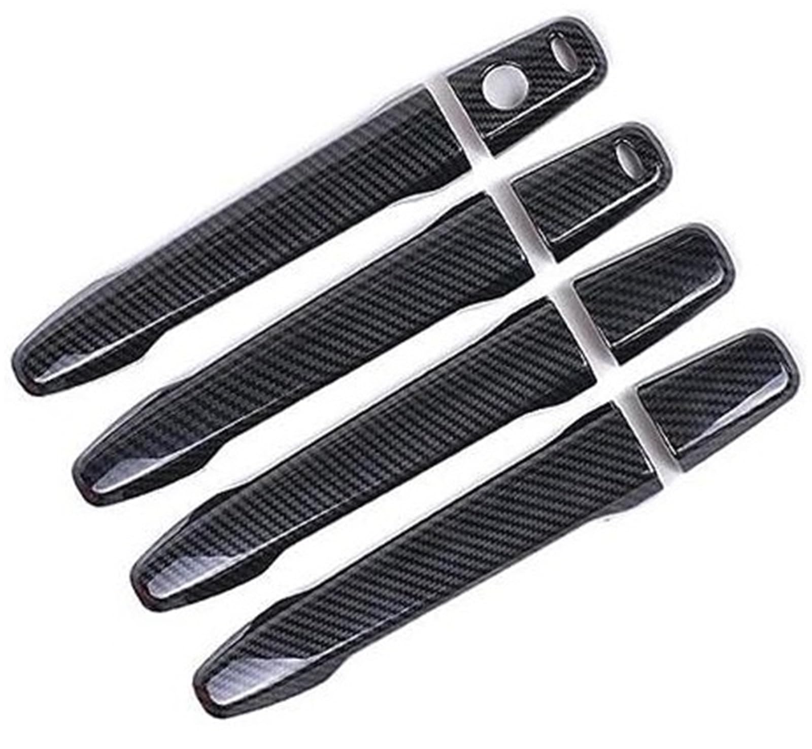 QASULER, for Mitsubishi, Outlander Lancer ASX 2008–2020, ABS-Chrom-Kohlenstofffaser-Autotürgriff-Schalenabdeckung Autotürgriffabdeckung(Black Handle 2 Buttons) von QASULER