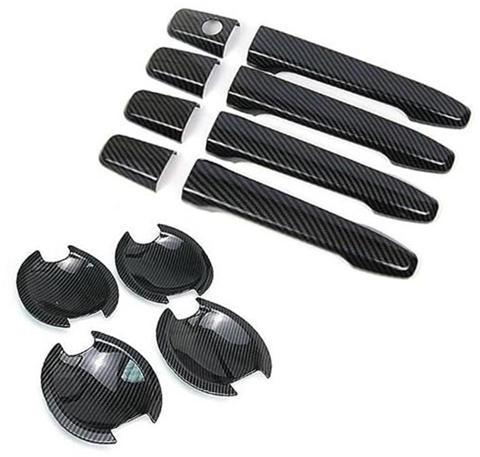 QASULER, for Mitsubishi, Outlander Lancer ASX 2008–2020, ABS-Chrom-Kohlenstofffaser-Autotürgriff-Schalenabdeckung Autotürgriffabdeckung(Black Handlebowl 0 Button) von QASULER