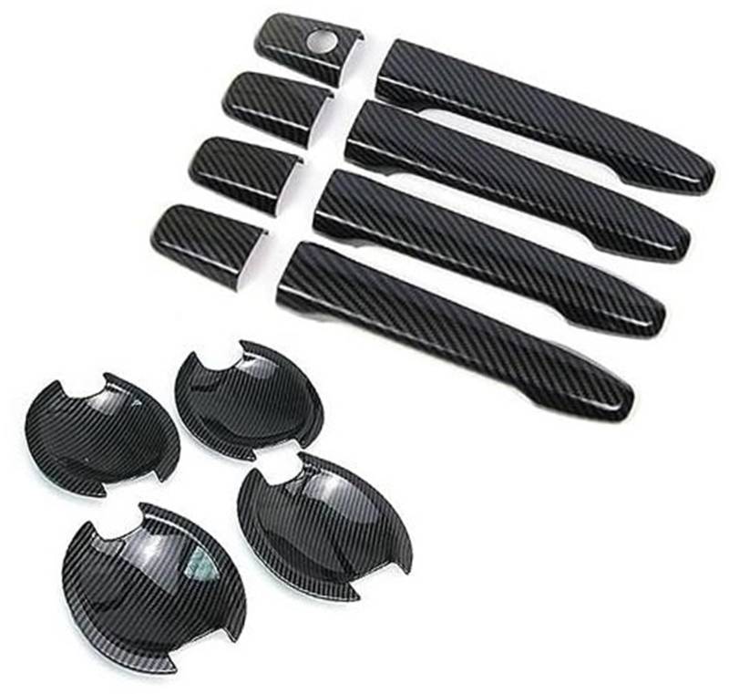 QASULER, for Mitsubishi, Outlander Lancer ASX 2008–2020, ABS-Chrom-Kohlenstofffaser-Autotürgriff-Schalenabdeckung Autotürgriffabdeckung(Black Handlebowl 0 Button) von QASULER