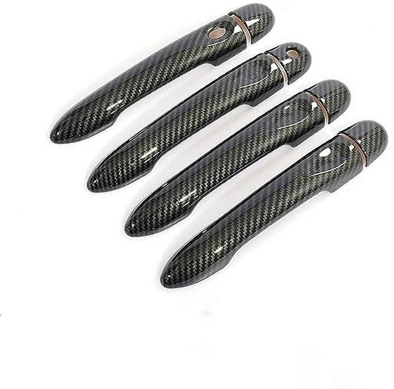 QASULER, for Renault, Captur Kaptur, for Samsung, QM3 2013 2014 2015 2016 2017 2018 2019 2020 Kohlefaser-Autotürgriffabdeckungszubehör Autotürgriffabdeckung(Black 4dr 1 Key 1 Button) von QASULER