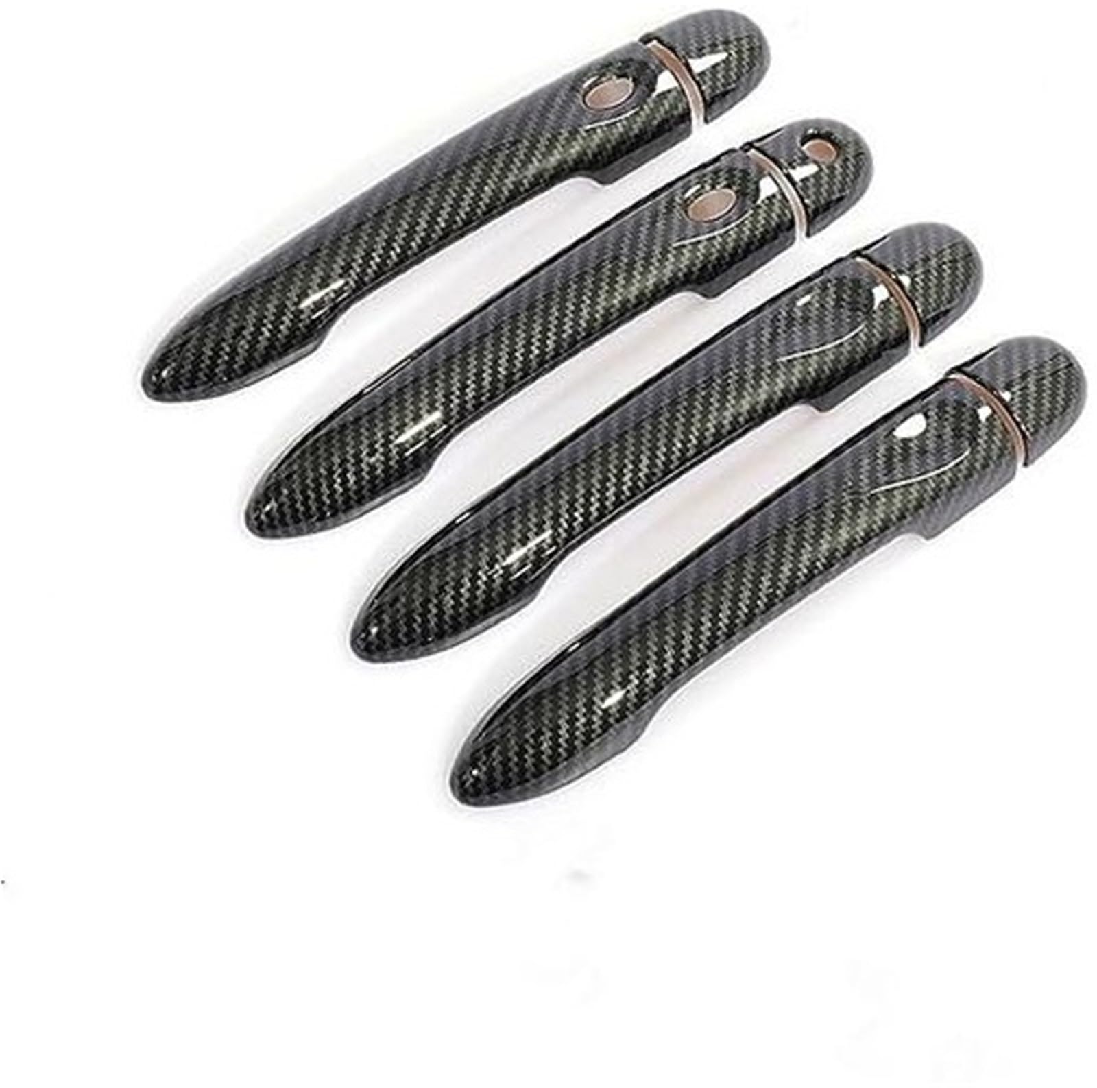 QASULER, for Renault, Latitude, for Samsung, SM5 SM3, for Renault, Fluence L38 2009-2017 Kohlefaser-Autotürgriffabdeckung Autotürgriffabdeckung(Black 4dr 1 Key 2 Buttons) von QASULER