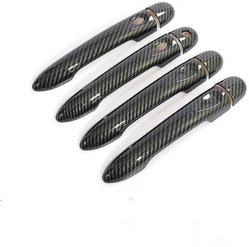 QASULER, for Renault, Latitude, for Samsung, SM5 SM3, for Renault, Fluence L38 2009-2017 Kohlefaser-Autotürgriffabdeckung Autotürgriffabdeckung(Black 4dr 1 Key 2 Buttons) von QASULER