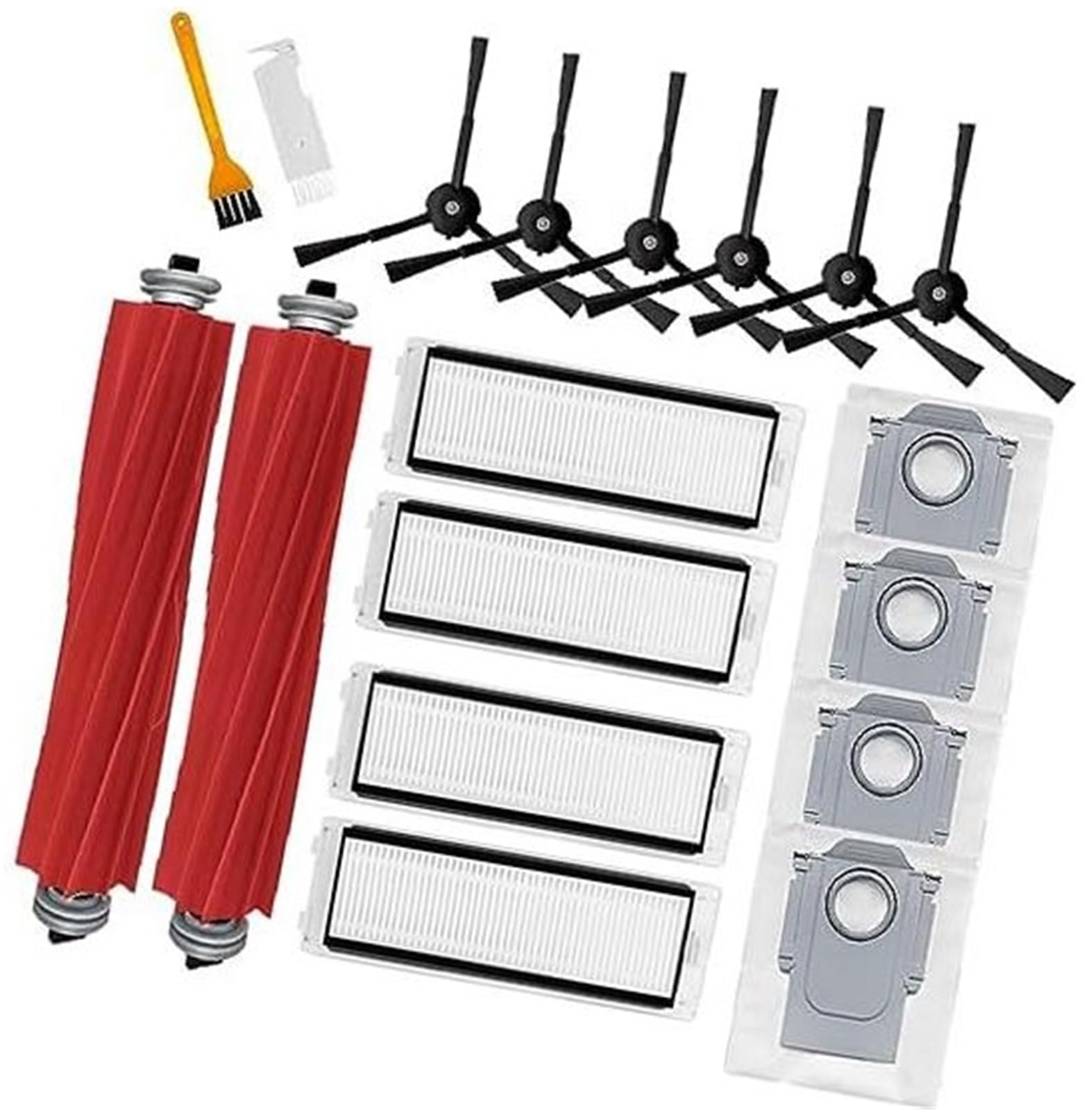 QASULER 18-teiliges Ersatzteil for Roborock P10, for Roborock Q Revo Roboterstaubsauger, 2 Hauptbürsten, 6 Filter, 4 Seitenbürsten, 4 Staubbeutel, 2 Reinigungsbürsten (weiß) Staubsauger-Ersatzteile(Bl von QASULER