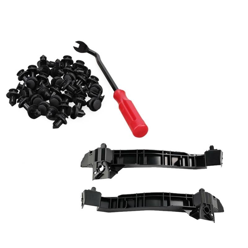 QASULER 40Pcs 10Mm Push-Typ Kunststoff Stoßstange Flare Fastener Niet & 1 Set Auto Links Und Rechts vorne Stoßstange Halterung Kit Auto-Stoßstangenhalterung von QASULER