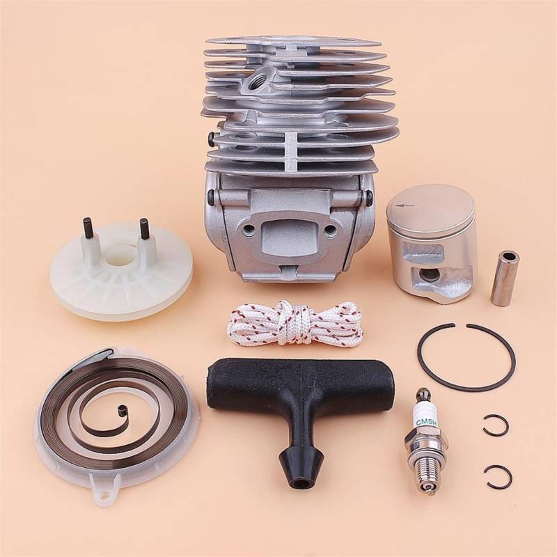 QASULER 43-mm-Zylinderkolbensatz, for Husqvarna 545 550 550XP Rückstoßstarter-Riemenscheiben-Federgriff-Kettensäge 577764706 505158101 Motorzylinder von QASULER