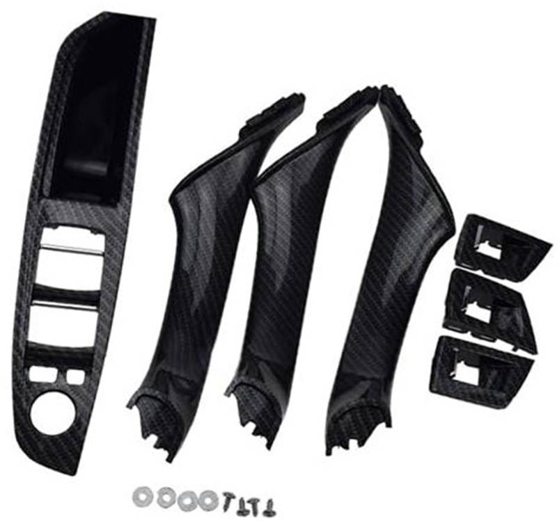 QASULER Auto 7PCS Innentürgriff Innenverkleidung Pull Trim Cover Armlehne for 5er F10 F11 520 525 Linkslenker 51417225873 Autotürgriffabdeckung(Carbon Fiber Pattern) von QASULER