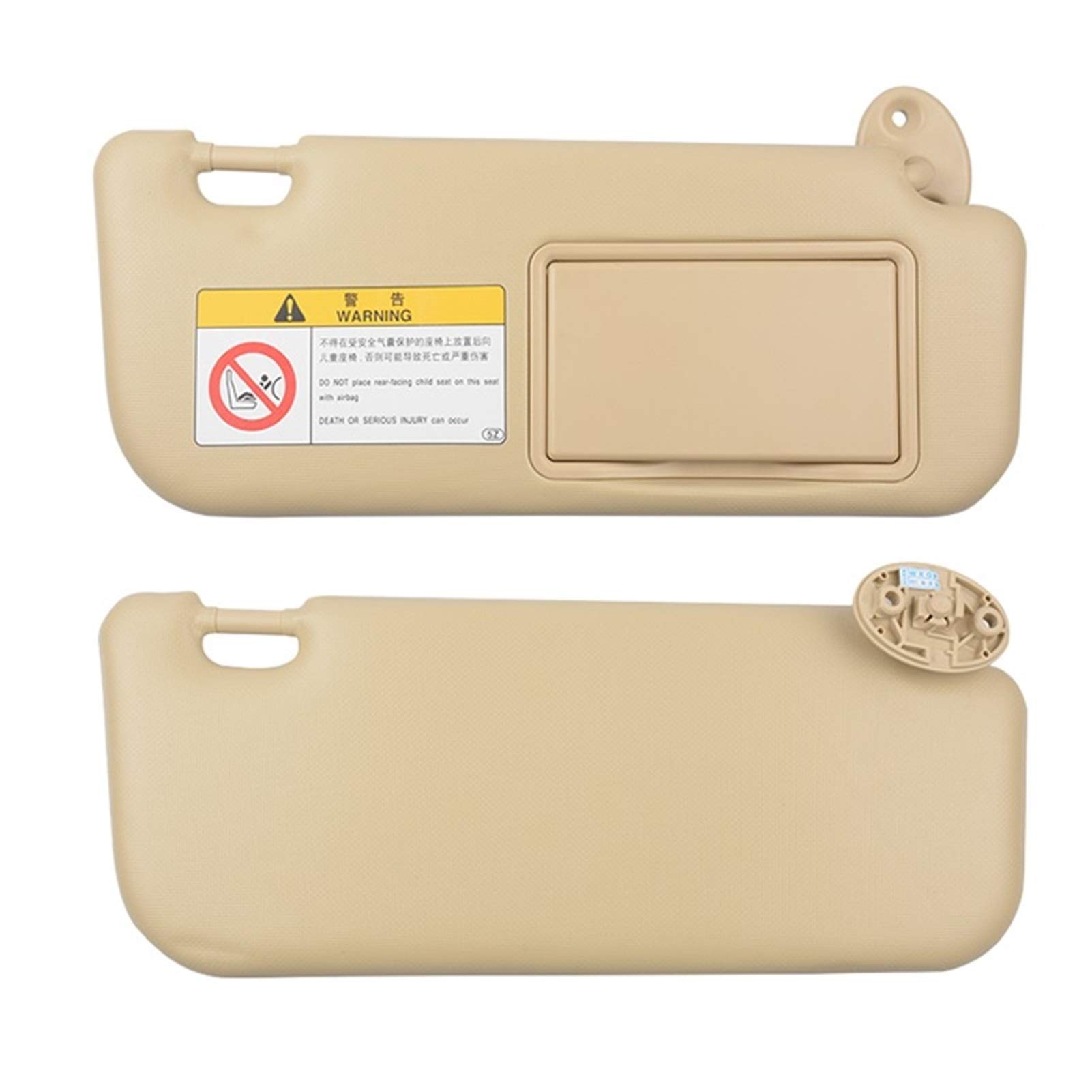 QASULER Autozubehör Grau Beige Sonnenblende mit Make-up-Spiegel und Schrauben, for Corolla 2014 2015 2016 2017, 74320-02B21 74310-02K91 Auto-Sonnenblende(LH and RH beige) von QASULER
