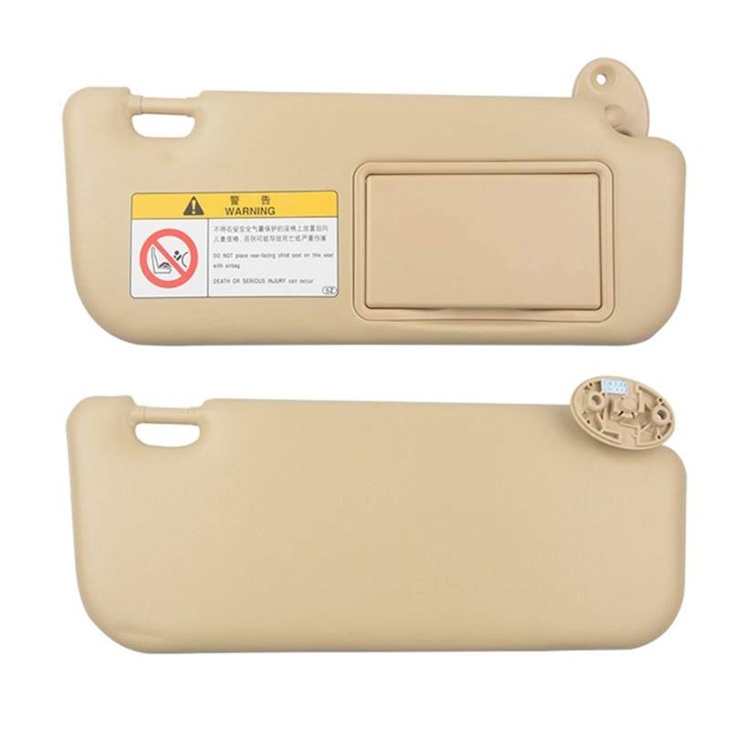 QASULER Autozubehör Grau Beige Sonnenblende mit Make-up-Spiegel und Schrauben, for Corolla 2014 2015 2016 2017, 74320-02B21 74310-02K91 Auto-Sonnenblende(LH and RH beige) von QASULER
