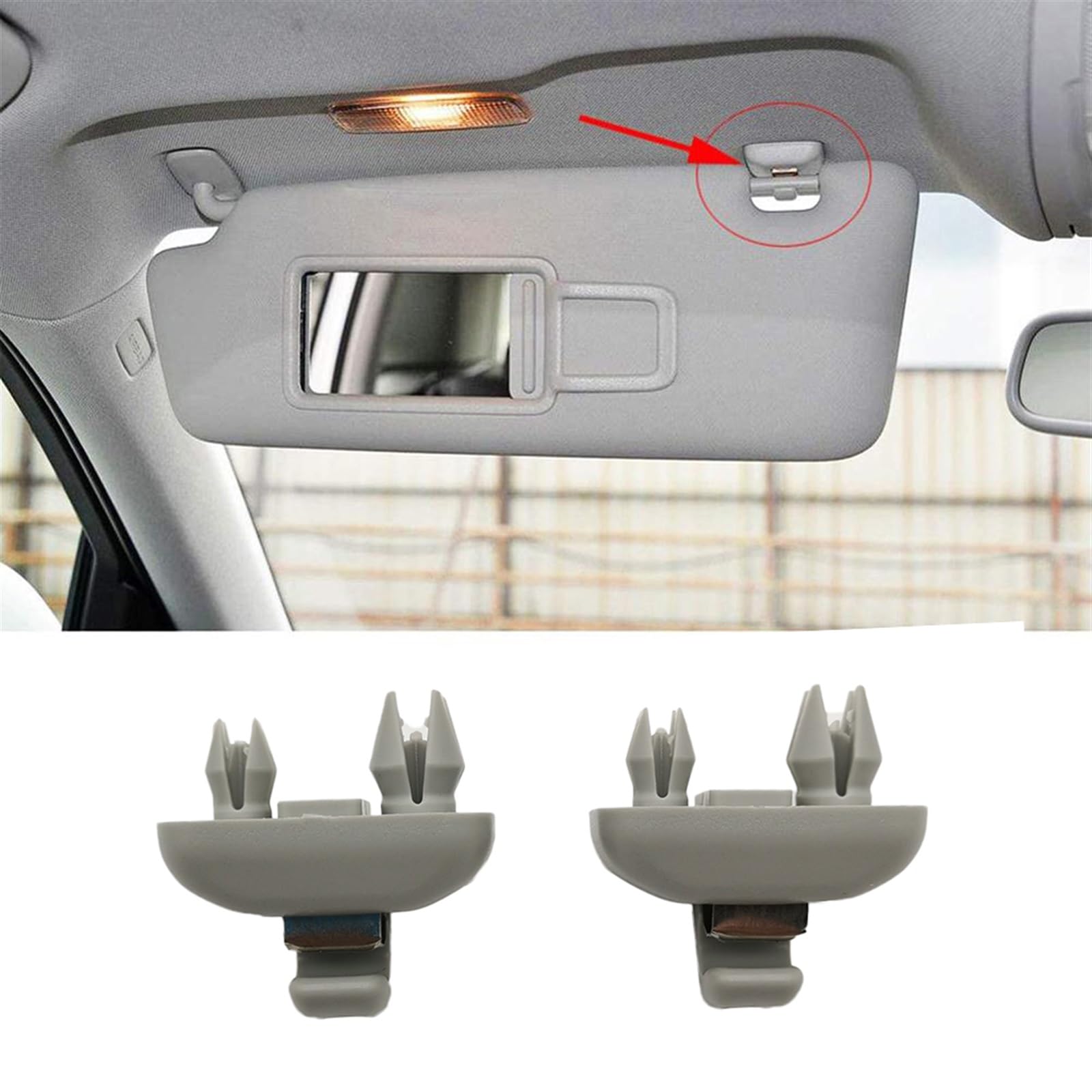 QASULER Graue Sonnenblenden-Clip-Innenaufhänger-Haken-Clip-Halterung, for, A1 A3 S3 A4 S4, for ALLROAD, A5 S5 Q3 Q5 8U0857562A Auto-Sonnenblende(2Ps Grey) von QASULER