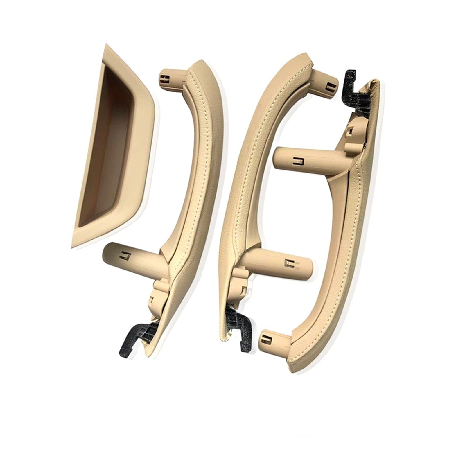 QASULER LHD RHD Innentürgriff mit Lederbezug, komplettes Set, for, for X3 X4 F25 F26 2010-2016 Türgriffabdeckung aus Kohlefaser(LHD 7PCS Beige) von QASULER