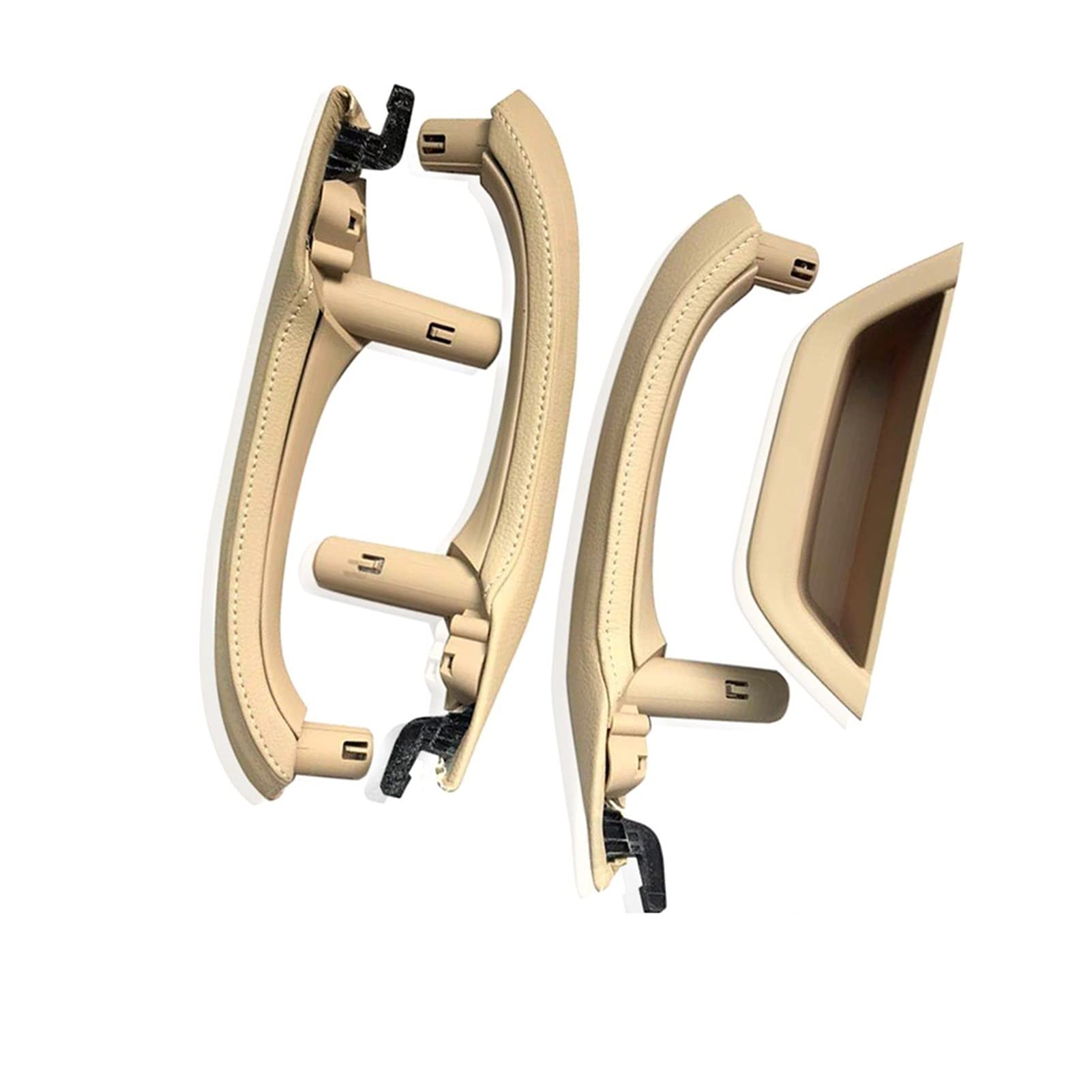 QASULER LHD RHD Innentürgriff mit Lederbezug, komplettes Set, for, for X3 X4 F25 F26 2010-2016 Türgriffabdeckung aus Kohlefaser(RHD 7PCS Beige) von QASULER